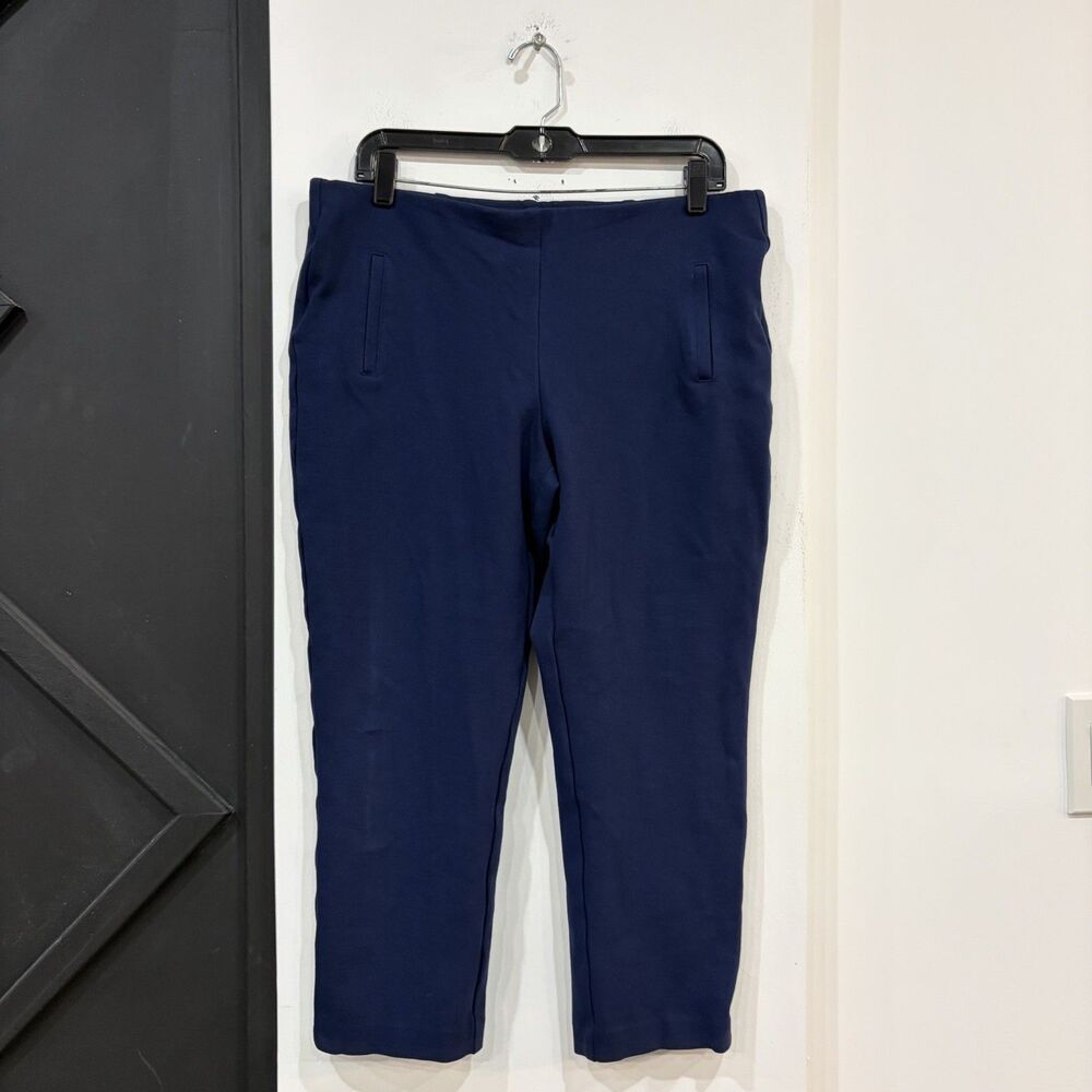 Blue Chico’s Cropped Ankle Pants Size 12 Office Career Elastic Waist